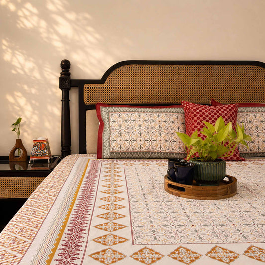 Meghal - Red – Flat I Fitted Bedsheet (108x108 Inches)