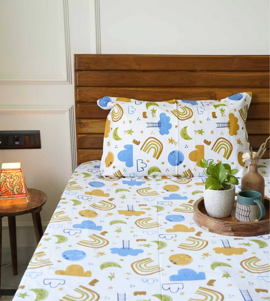 Rainbow - Single Bed Bedsheet 60 x 90 Inches)