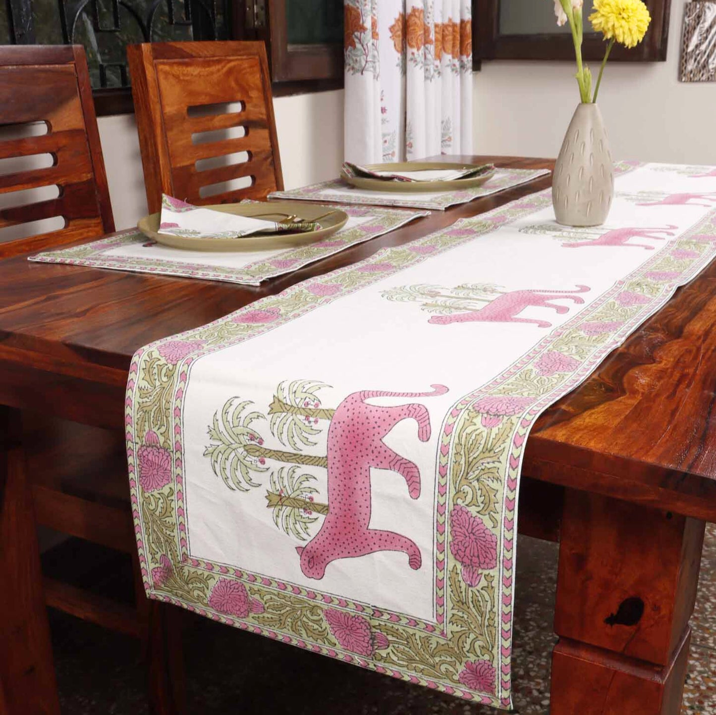 Sherni - Hand Block Table Runner, Table Mats and Napkins
