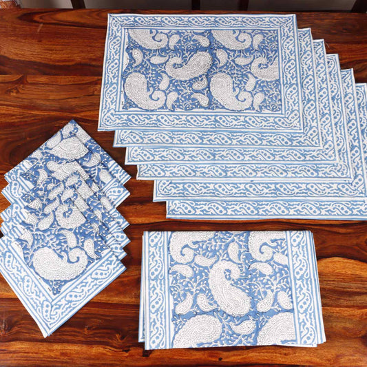 Neel Kamal - Hand Block Table Runner, Table Mats and Napkins