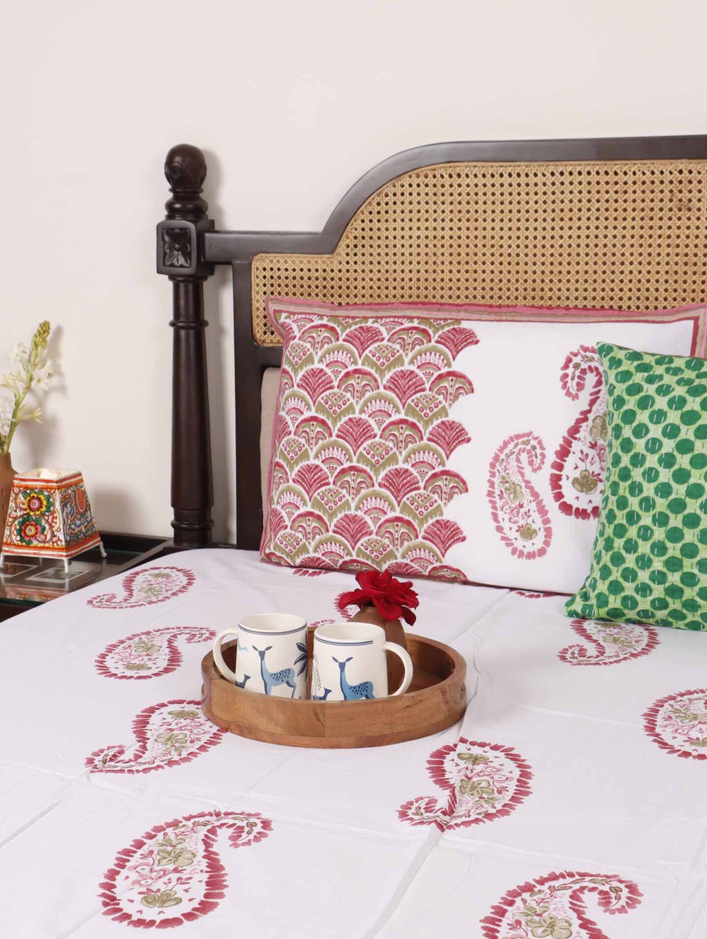 Ruhaani Maroon - Flat I Fitted Bedsheet (108x108 Inches)