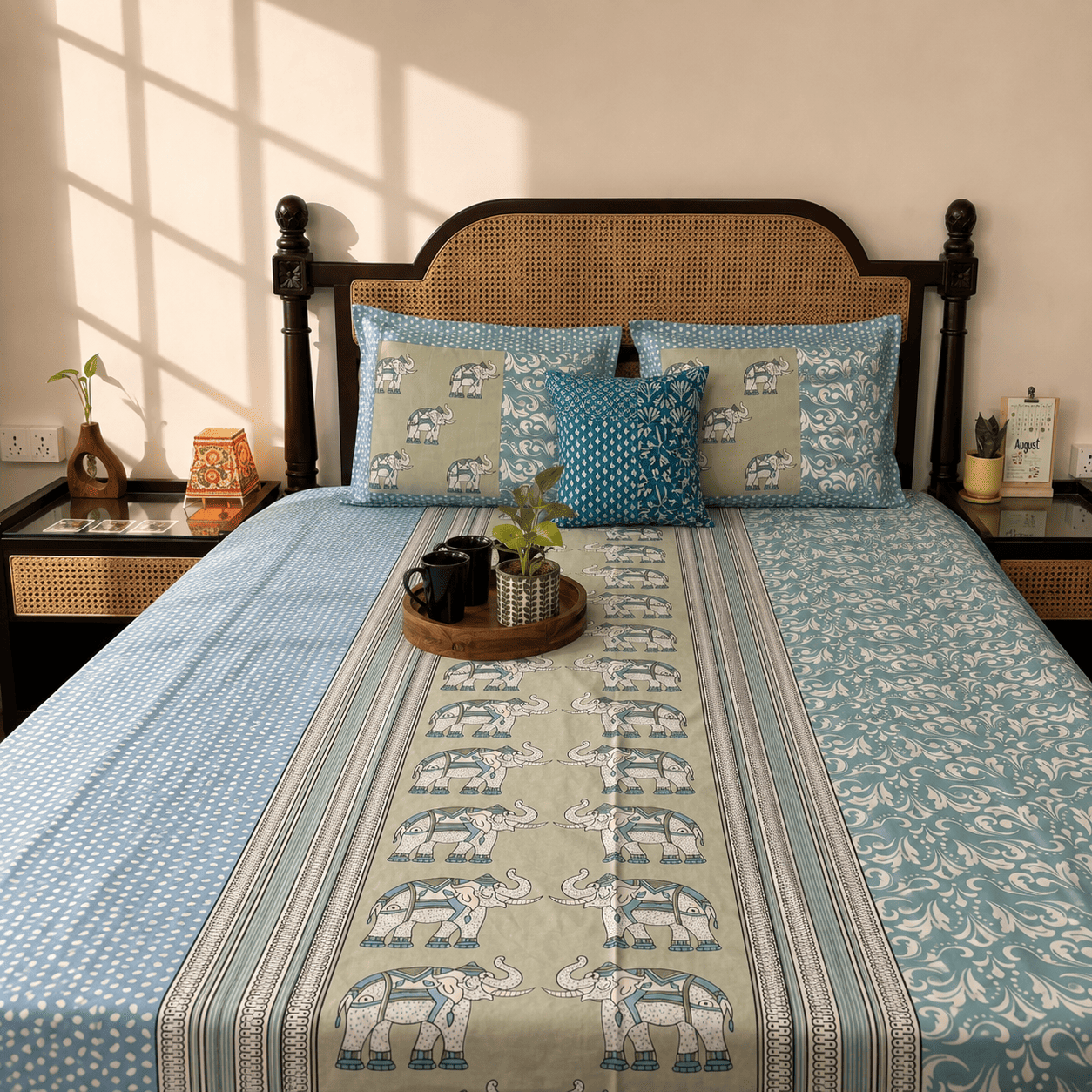 Gajanan – Flat I Fitted Bedsheet (108x108 Inches)