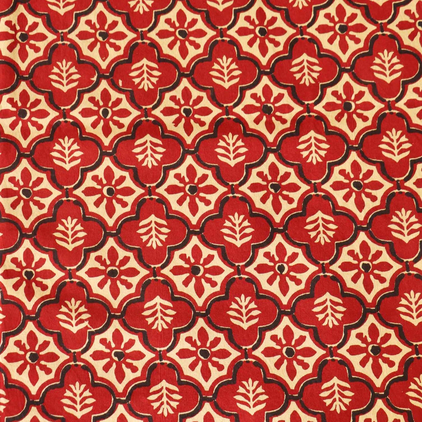 Kalamkari Jharoka Red – Flat I Fitted Bedsheet (90x108 Inches)