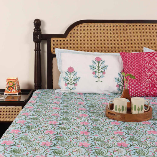 Seher - Hand block Bedsheet (108x108 Inches)