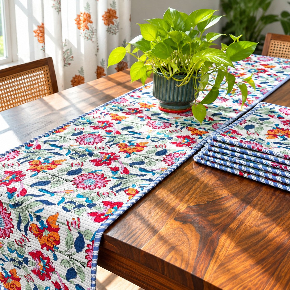 Guldasta - Quilted Table Runner and 6 Mats