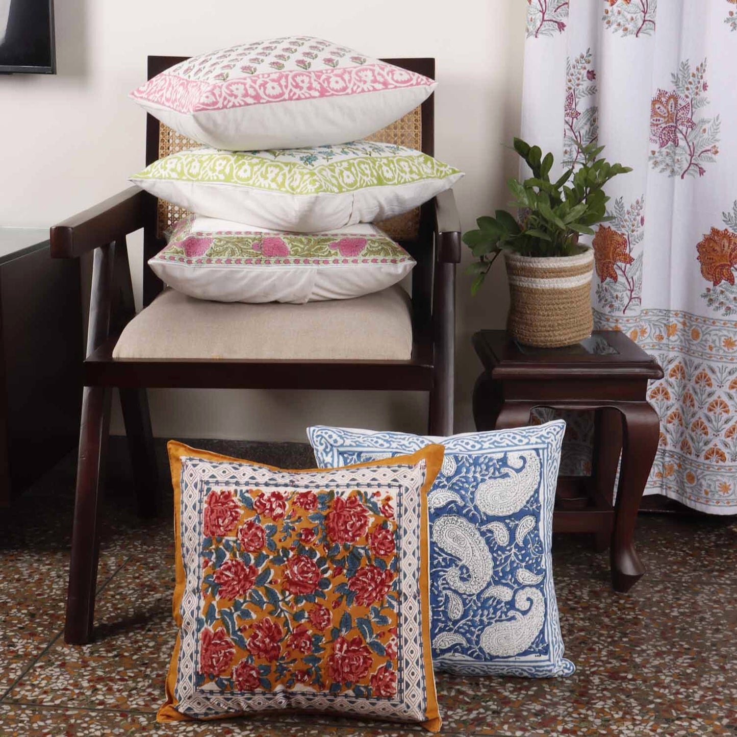 Mix n Match - Hand Block Cushion Covers - Set of 5