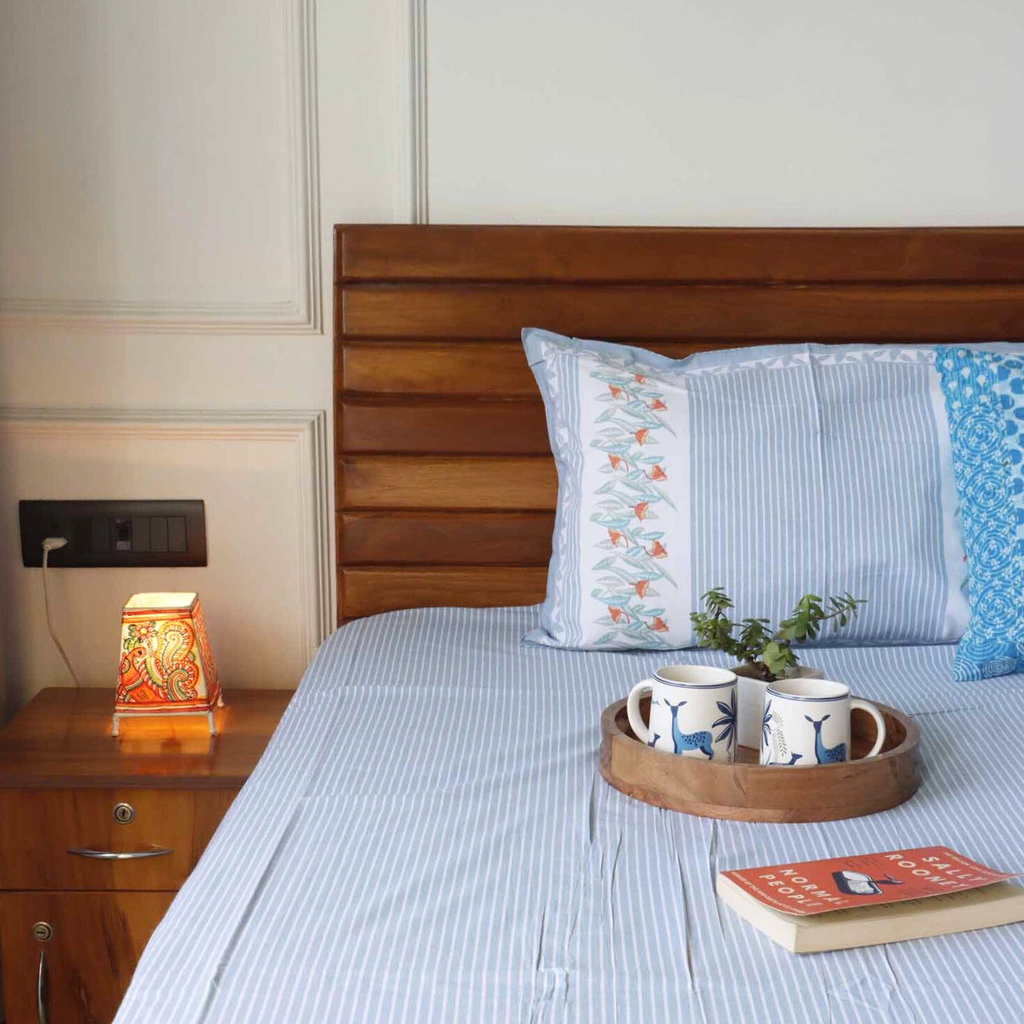 Sadagi Blue - Flat I Fitted Bedsheet (108x108 Inches)