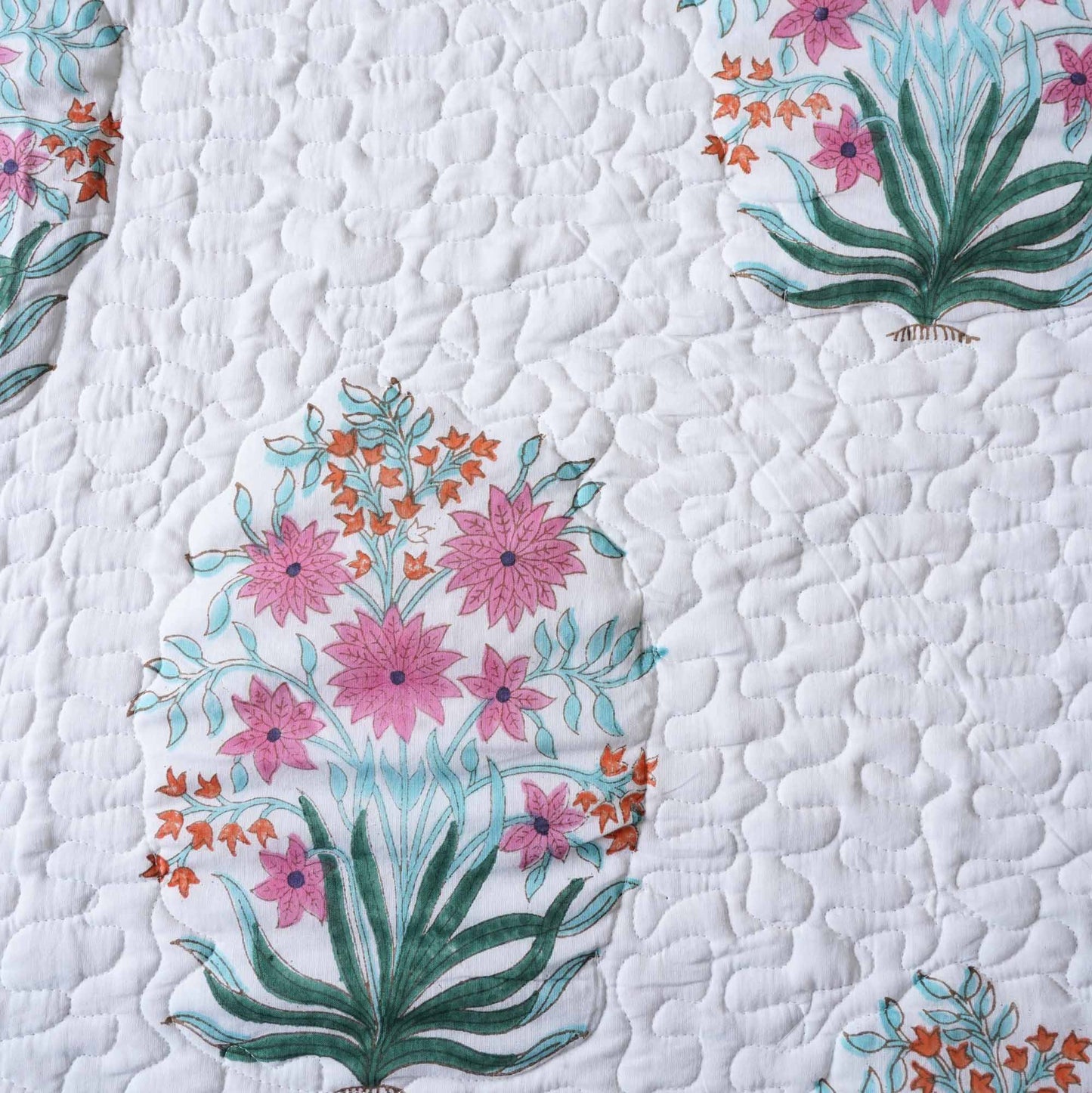 Chandramallika - Quilted and Reversible Handblock Bedcover I Comforter