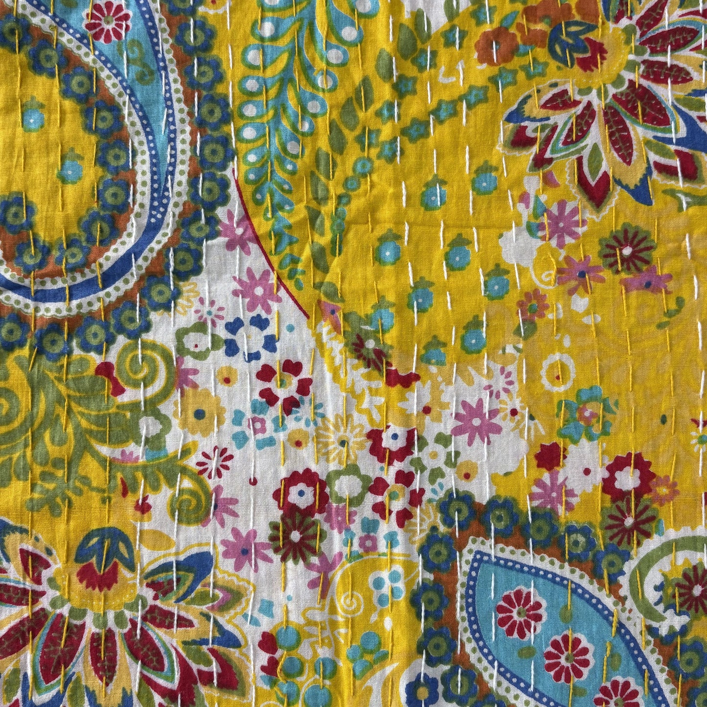 Peeli Kairi - Kantha Stitch Bedcover