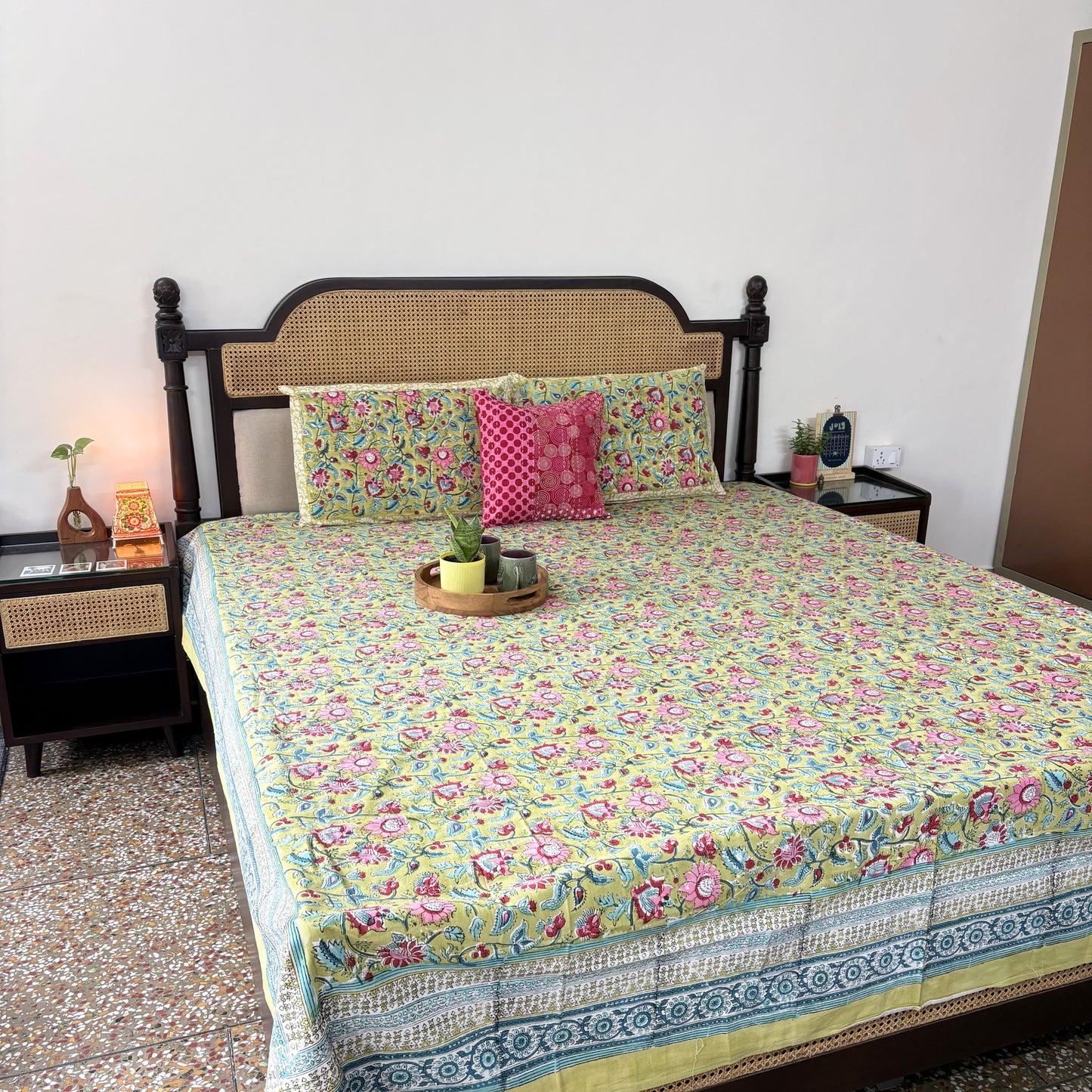 Noor-E-Mehndi - Handblock Bedsheet (90 x 108 inches)