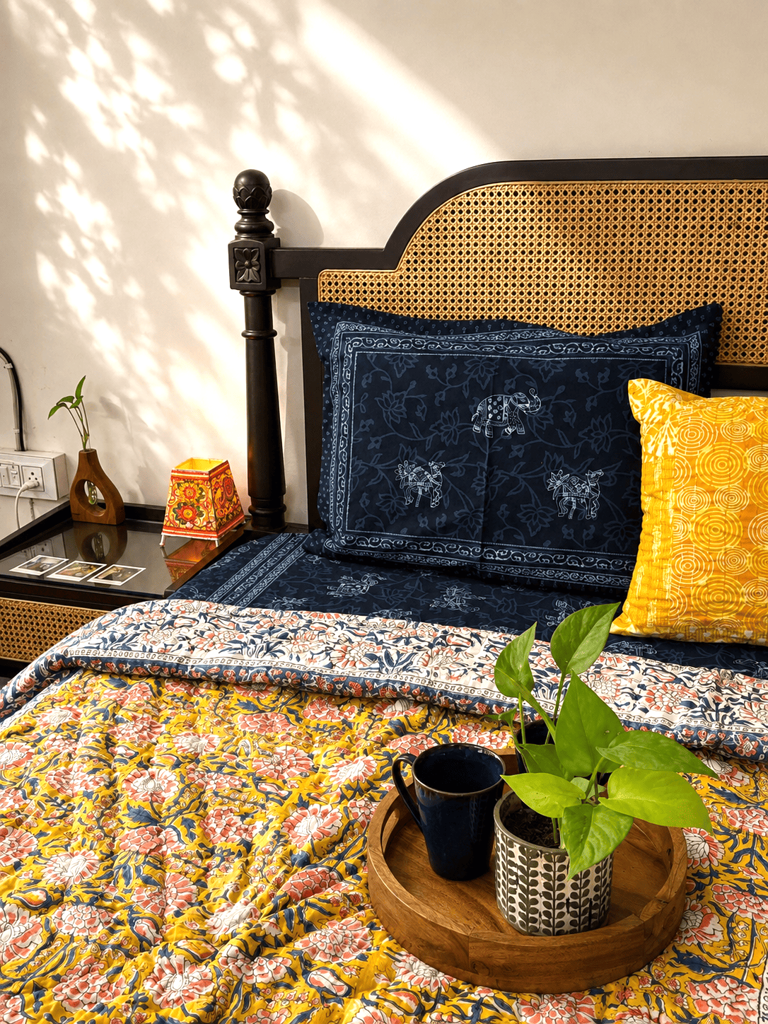 Gulshan -  Handblock Single Bed Quilt