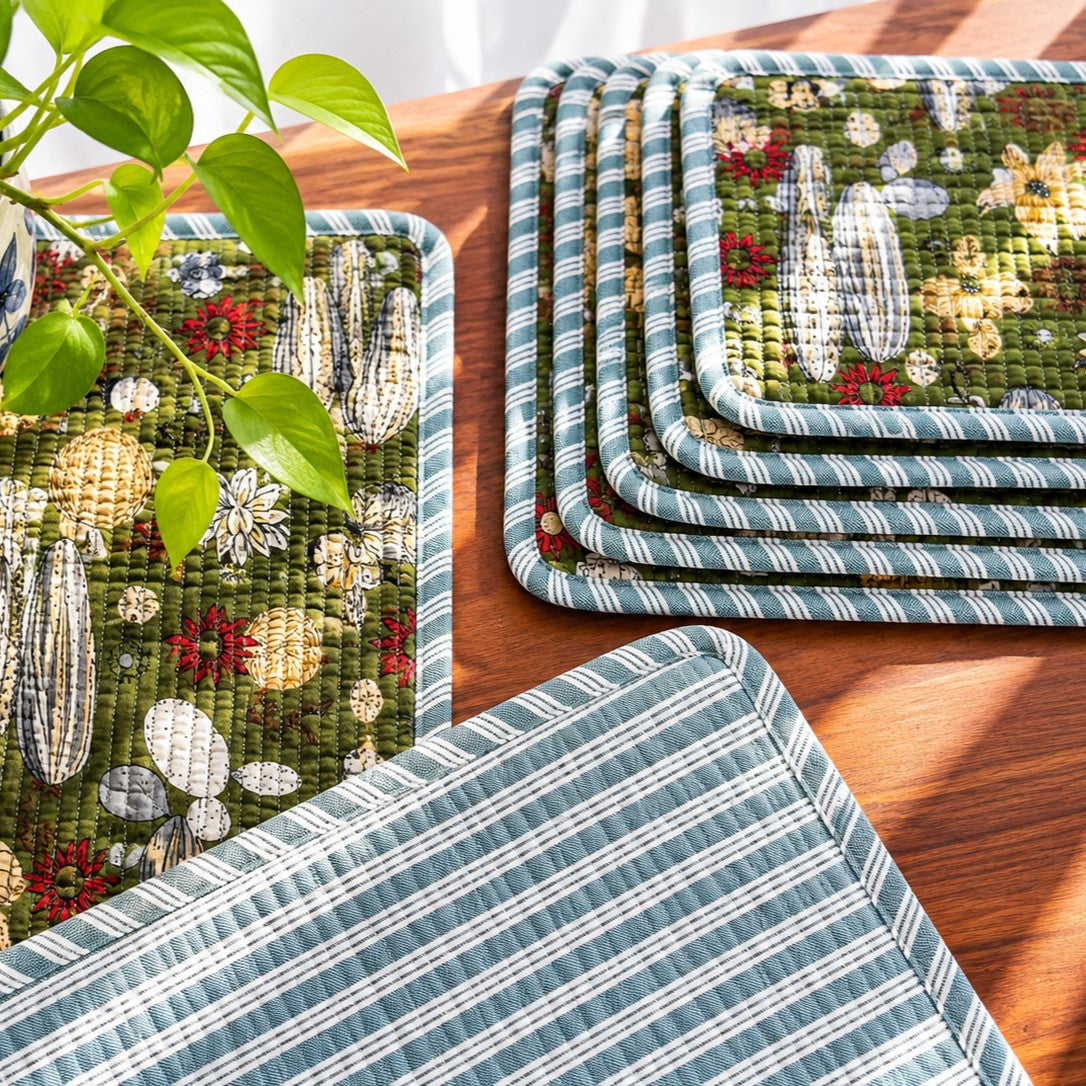 Cactus - Quilted Table Runner and 6 Mats