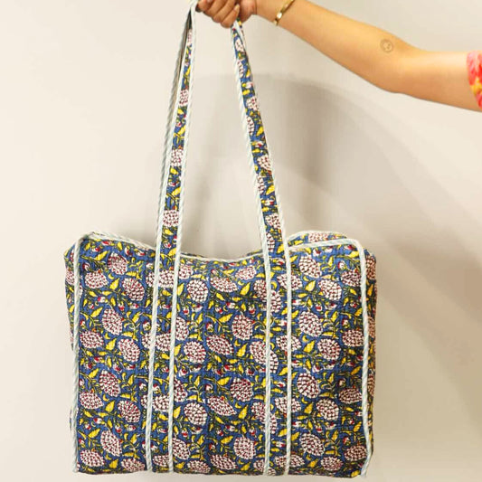 Jaipuri Quilted Tote Bag - Blue