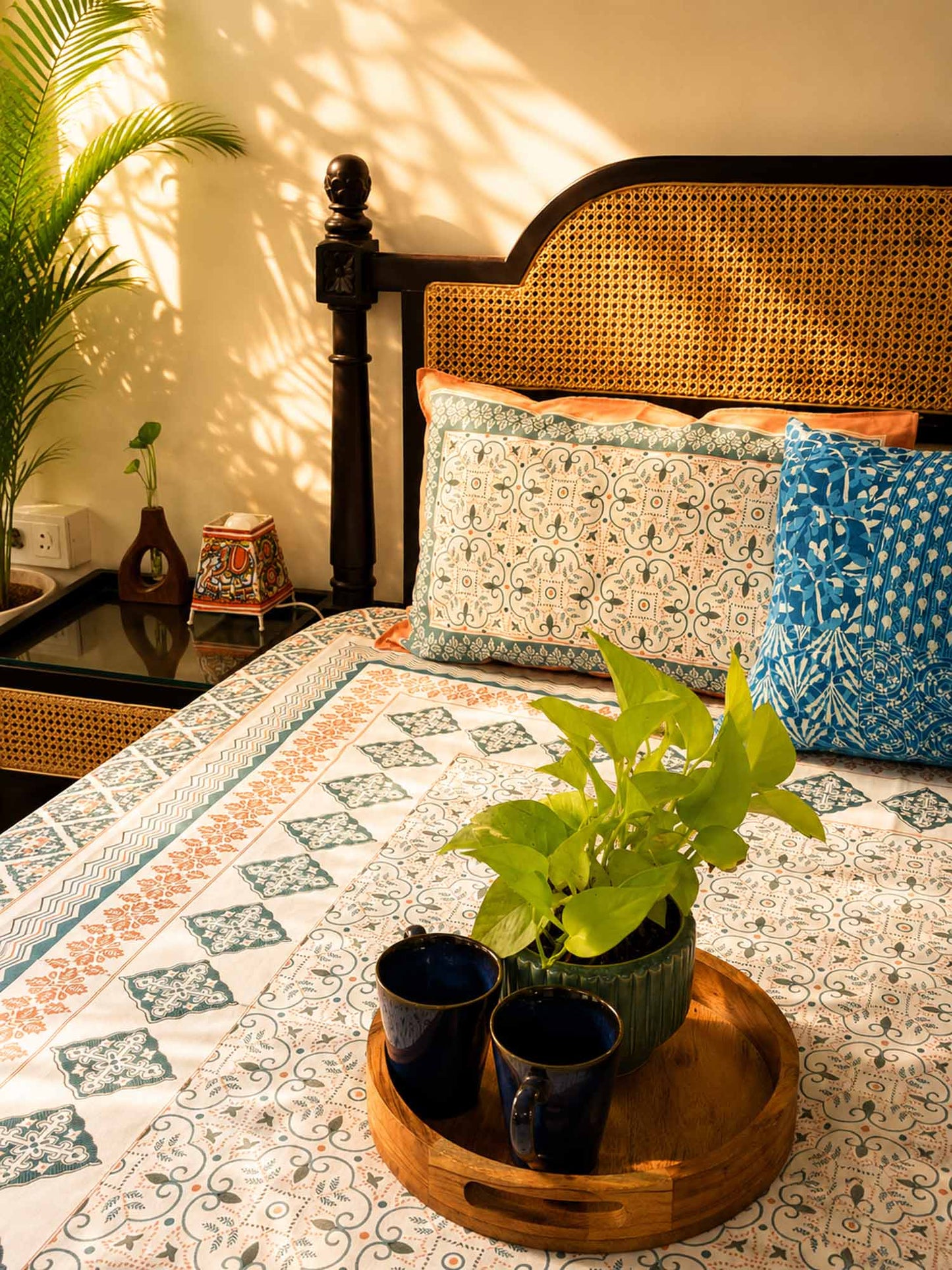 Meghal - Orange – Flat I Fitted Bedsheet (108x108 Inches)