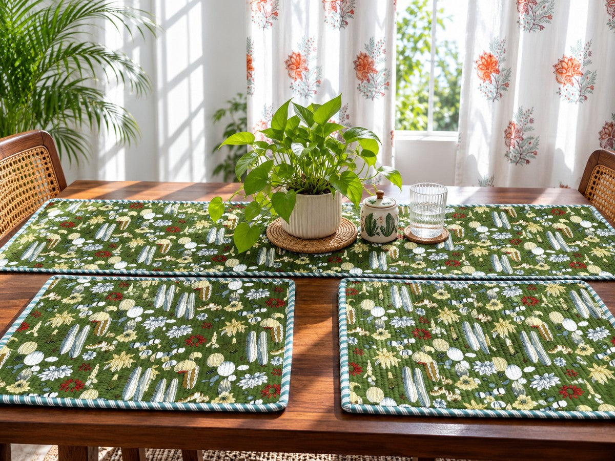 Cactus - Quilted Table Runner and 6 Mats