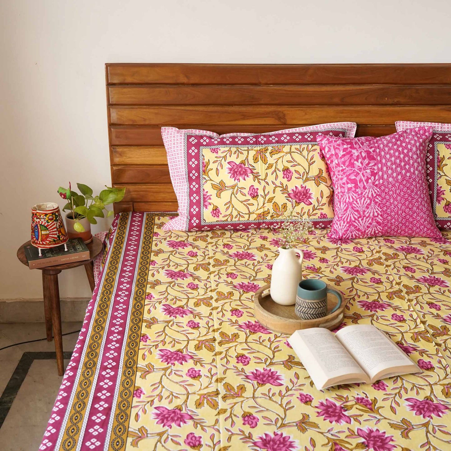 Baagh Yellow – Flat I Fitted Bedsheet (90×108)