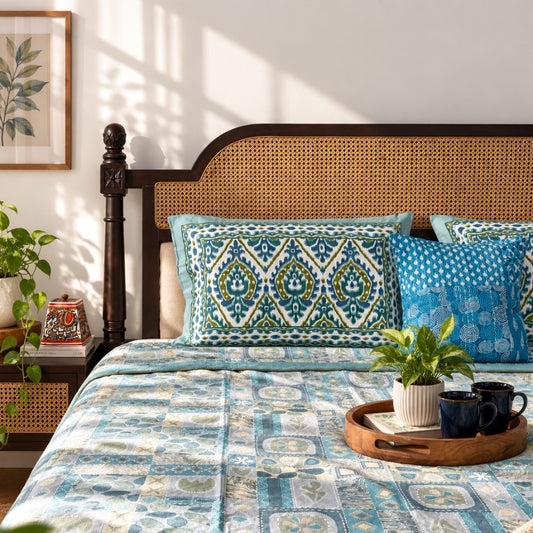 Double Bed Reversible Mul Dohar –Abstract Blue
