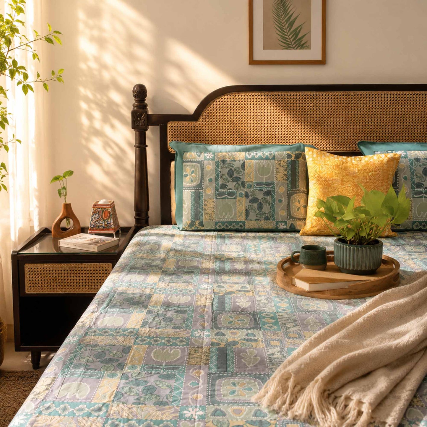Abstract Blue - Flat I Fitted Bedsheet (100x108 Inches)