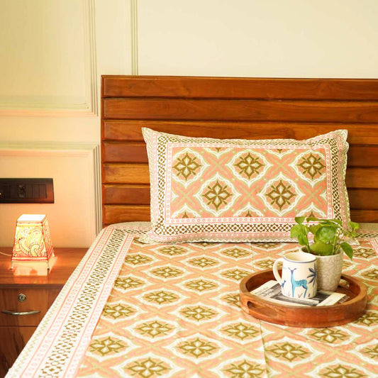 Kaleidoscope - Orange - Single bed bedsheet(60x90 Inches)