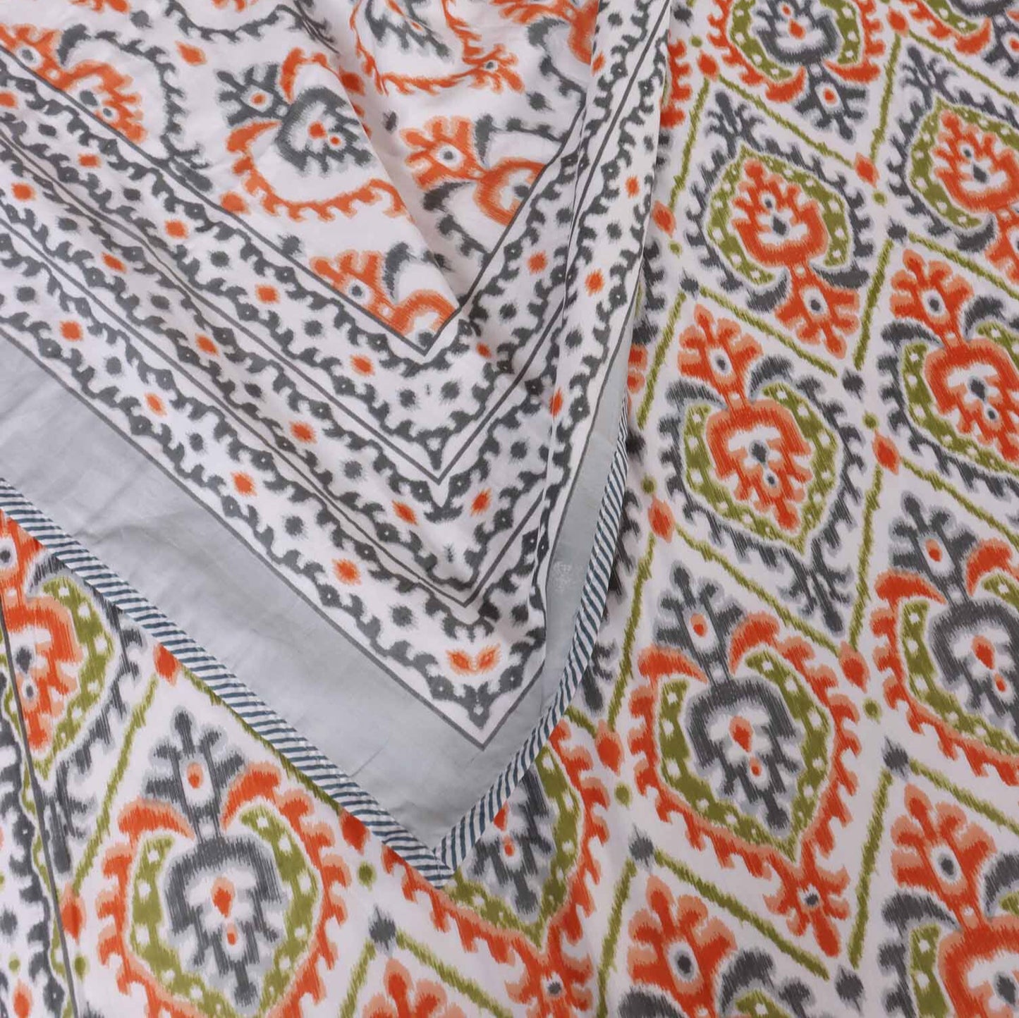 Double Bed Reversible Mul Dohar – Ikkat Orange