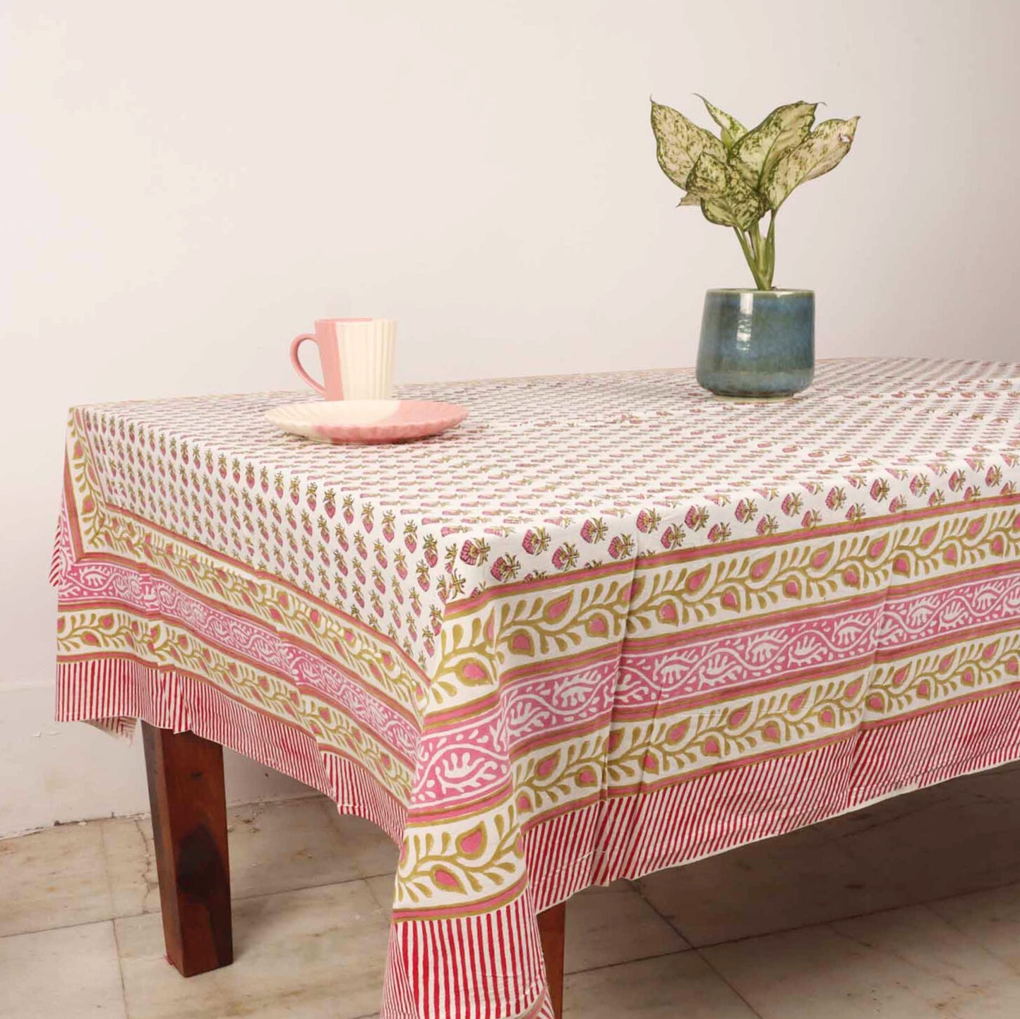Komal  Hand Block Six seater Dining Table Cover