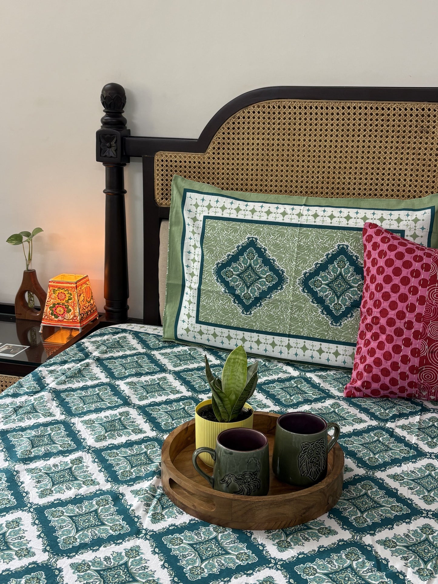 Sagar Green - Flat I Fitted Bedsheet (108x108 Inches)