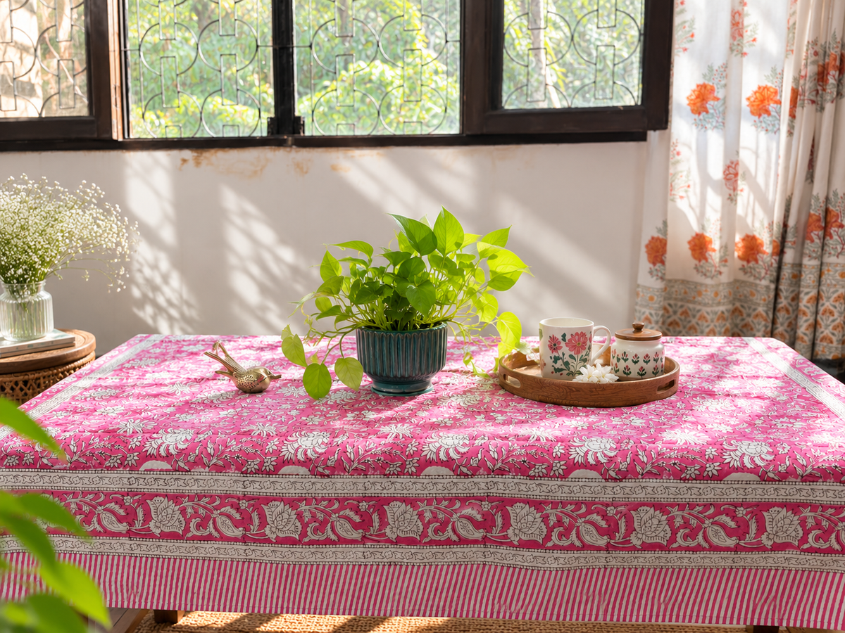 Gulabi - Hand Block Printed Center Table Cover