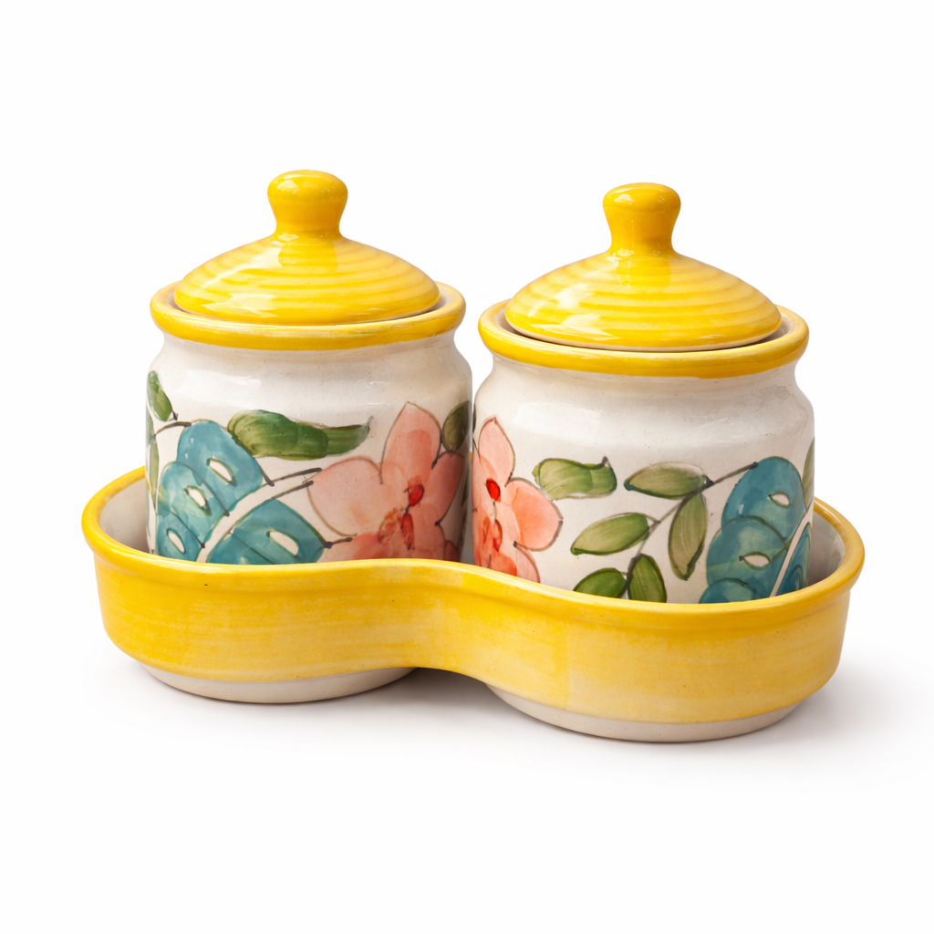 Buy floral design spice jar set 