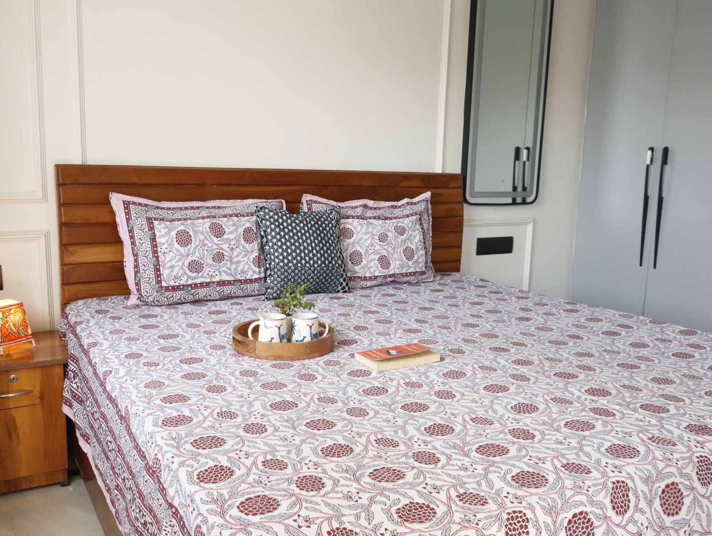 Anaar Red - Flat I Fitted Bedsheet (108x108 Inches)
