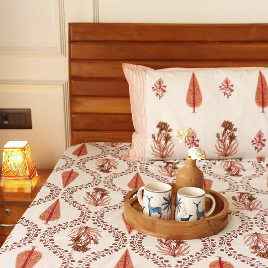 Khushamadeed Red - Single Bed Bedsheet (60x90 Inches)