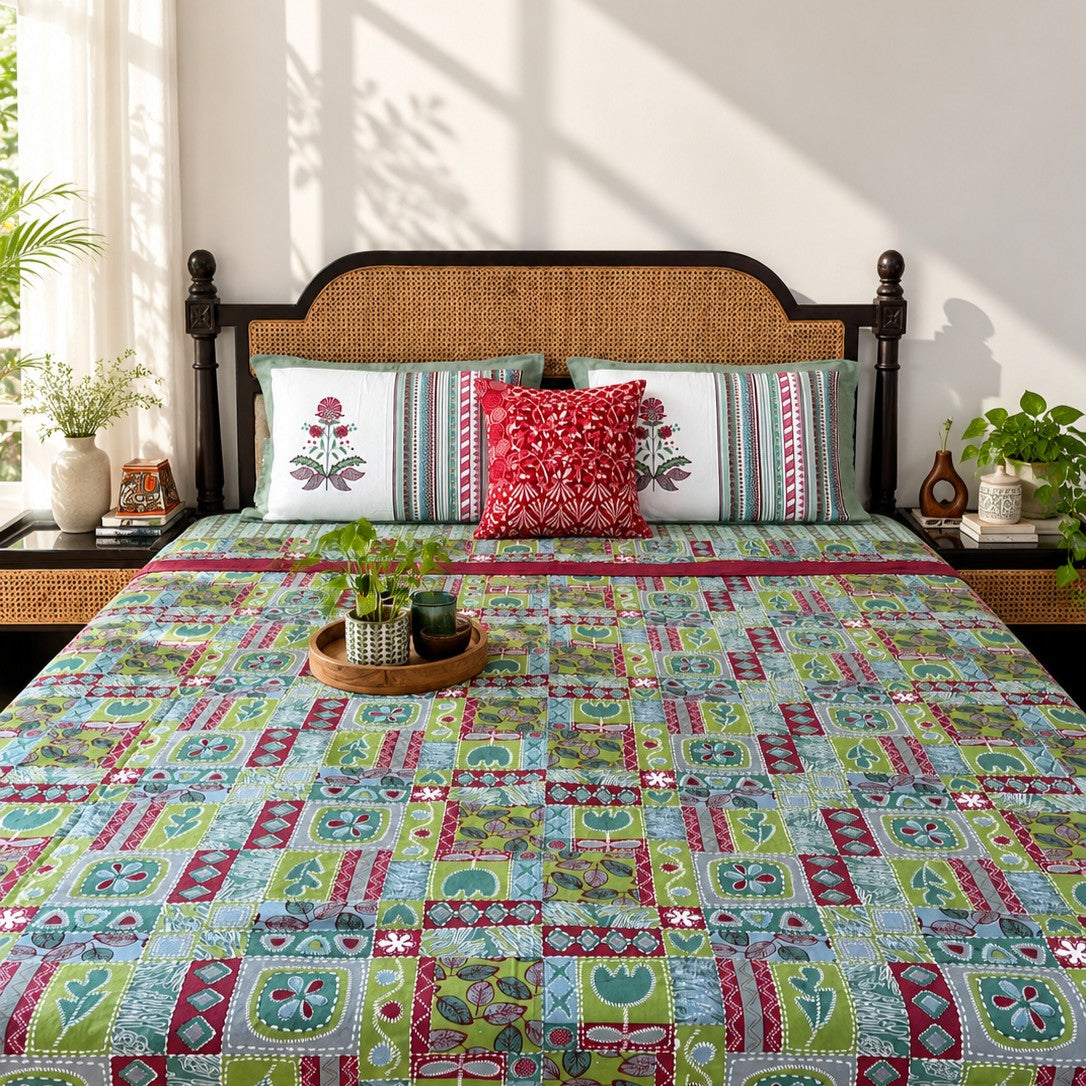 Double Bed Reversible Mul Dohar – Abstract Pink