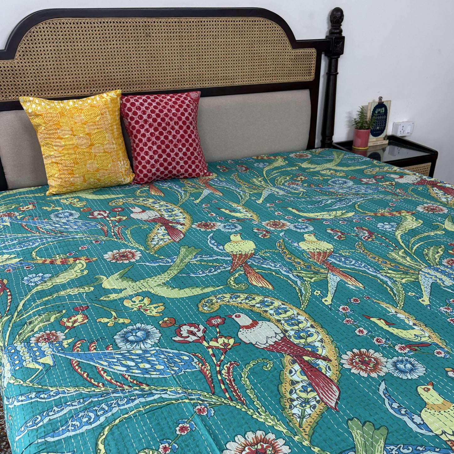 Tota - Kantha Stitch Bedcover