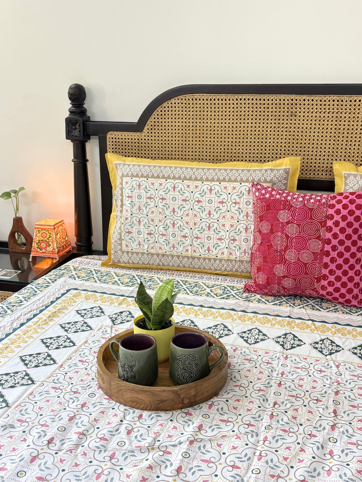 Meghal Yellow - Flat I Fitted Bedsheet (108x108 Inches)