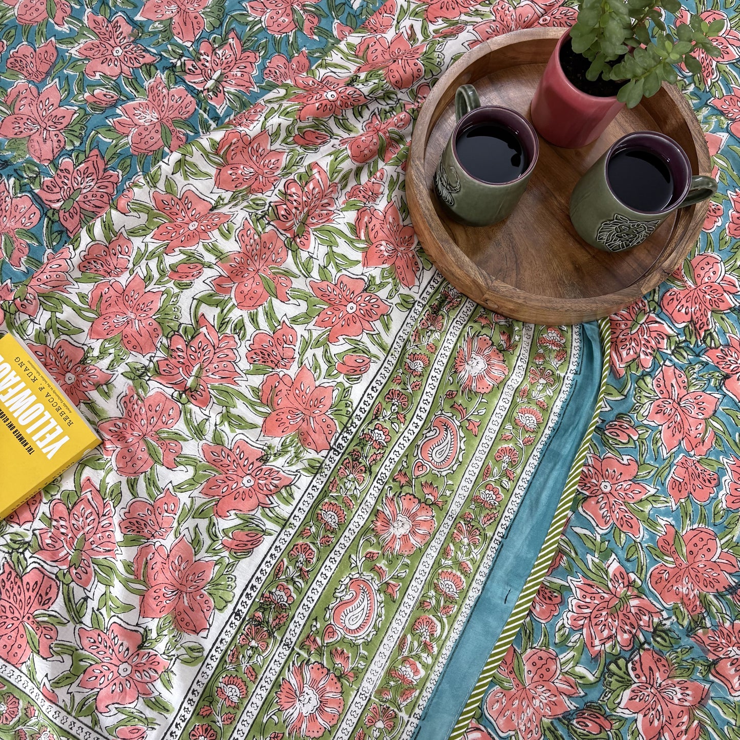 Double Bed Block Print Reversible Mul Dohar - Rajnigandha