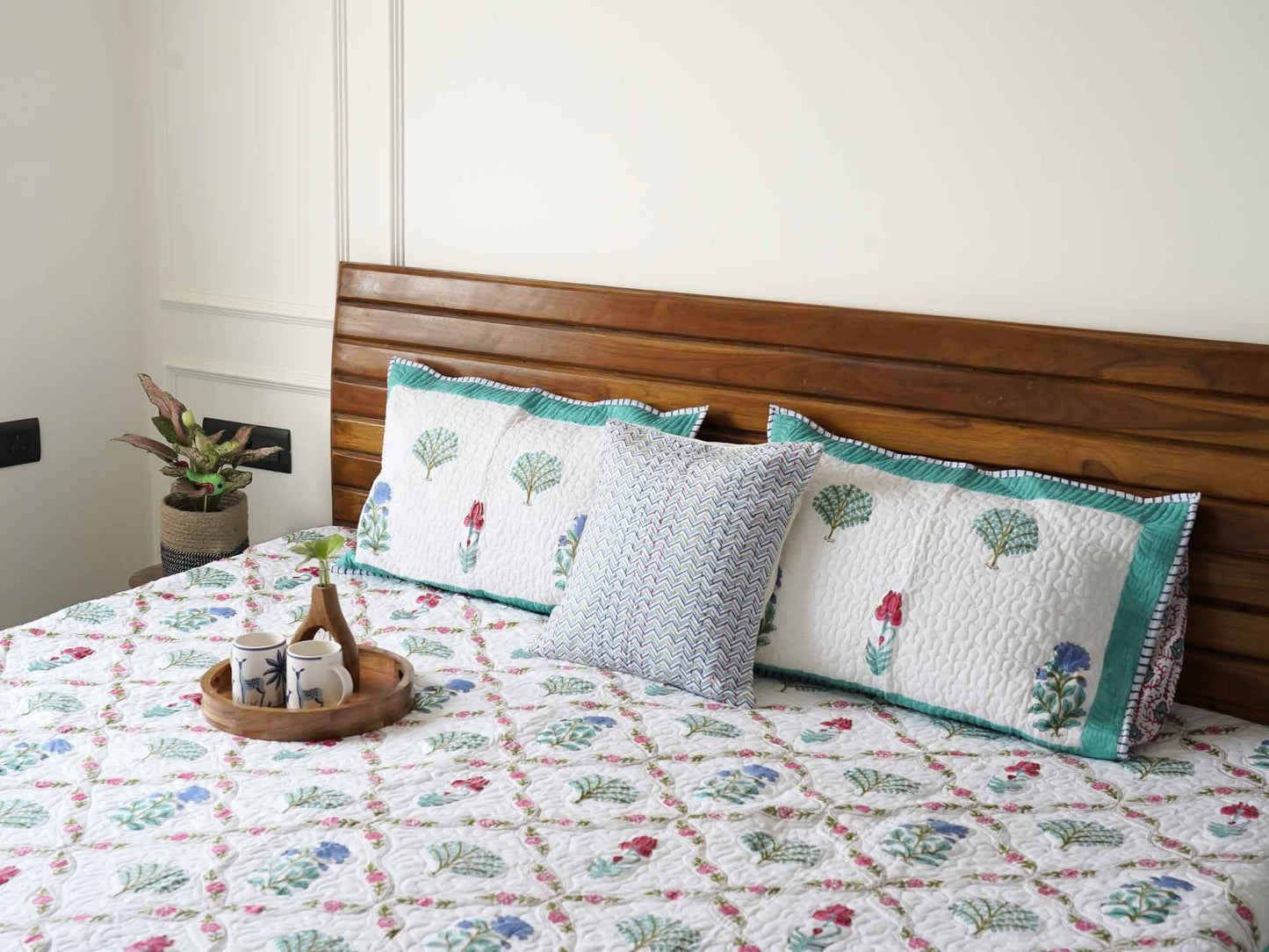 Bela - Quilted and Reversible Handblock Bedcover I Comforter