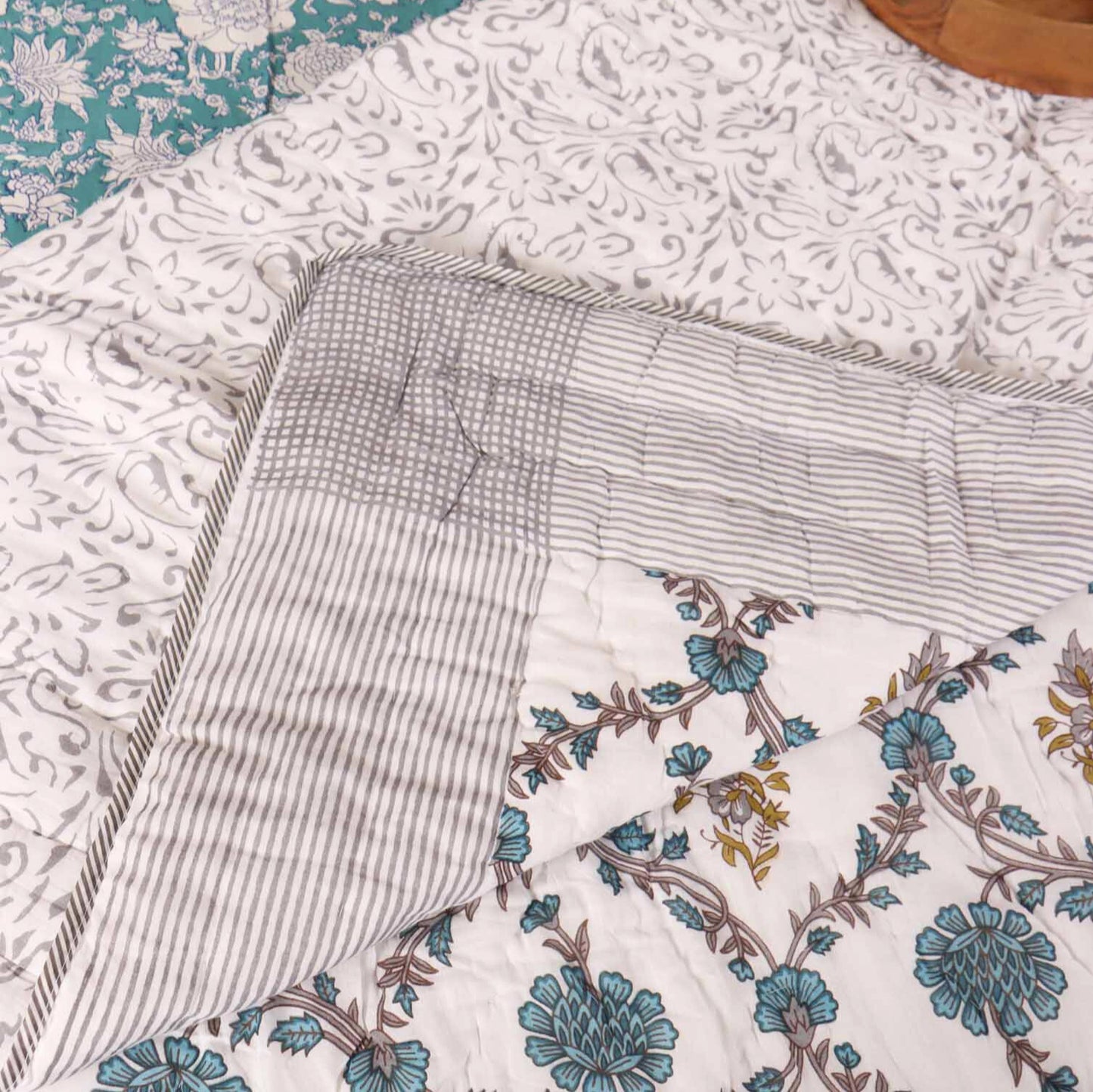 Khushamadeed Blue - Single Bed Quilt