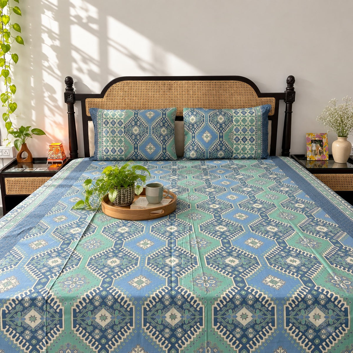 Festive Gold Edition - Blue Bedsheet (108x108 Inches)
