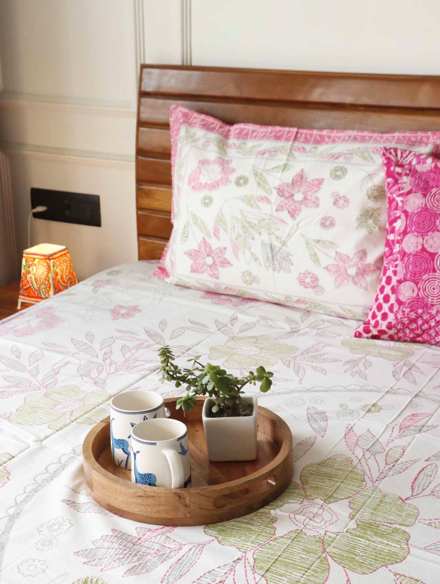 Crayons Pink - Flat I Fitted Bedsheet (108x108 Inches)