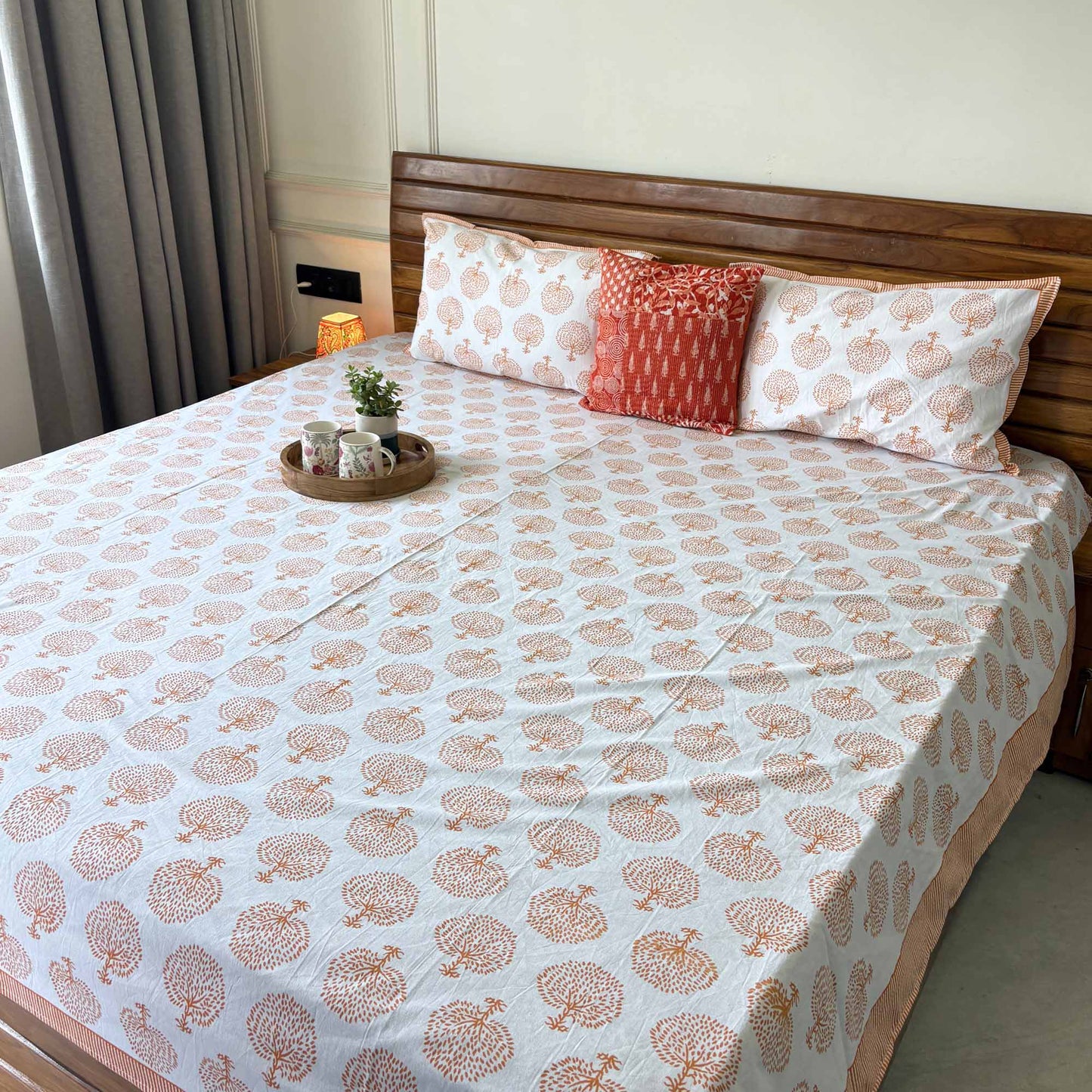 Everyday Classics - Orange - Flat I Fitted Bedsheet (90x108 Inches)