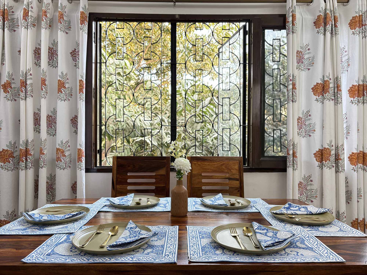 Neel Kamal - Hand Block Table Runner, Table Mats and Napkins