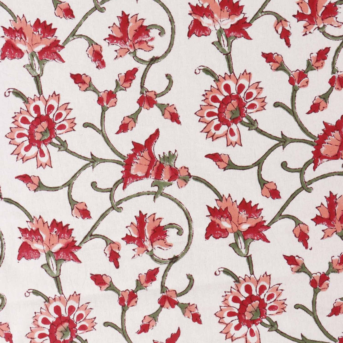 Laal Jaal - Handblock Bedsheet ( 90x108 Inches)