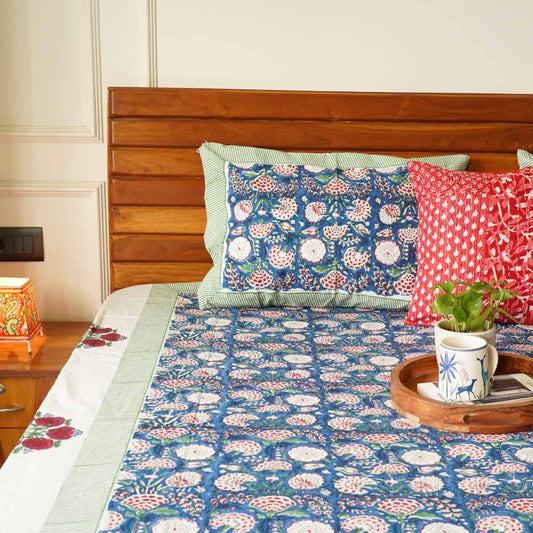 Neel Bahaar - Handblock Bedsheet (90x108 Inches)