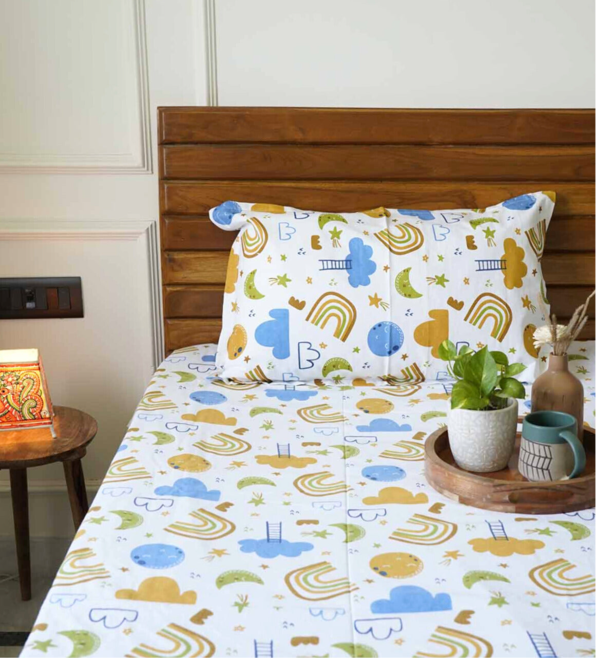 Rainbow - Single Bed Bedsheet 60 x 90 Inches)