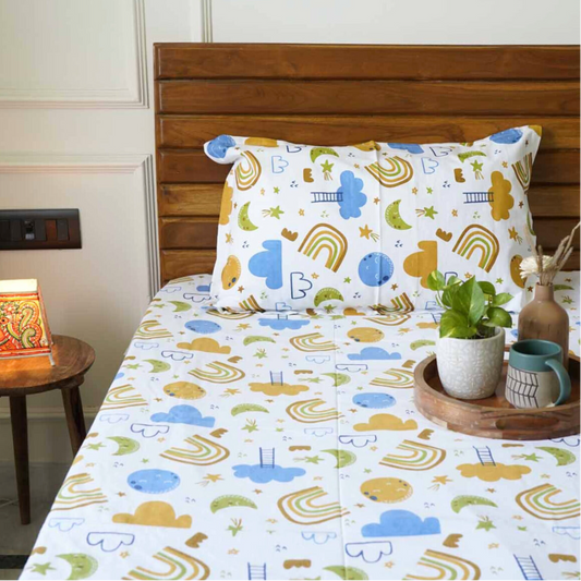 Rainbow - Double Bed Bedsheet 90 x 108 Inches)