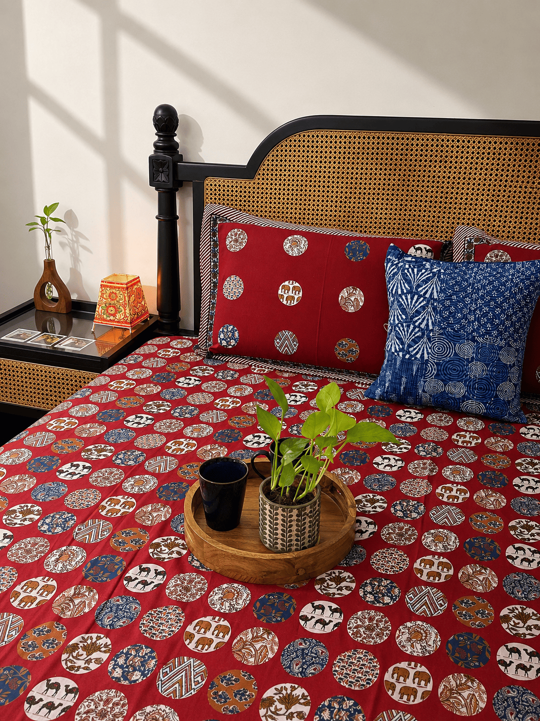Khushrang Maroon - Flat I Fitted Bedsheet (108x108 Inches)
