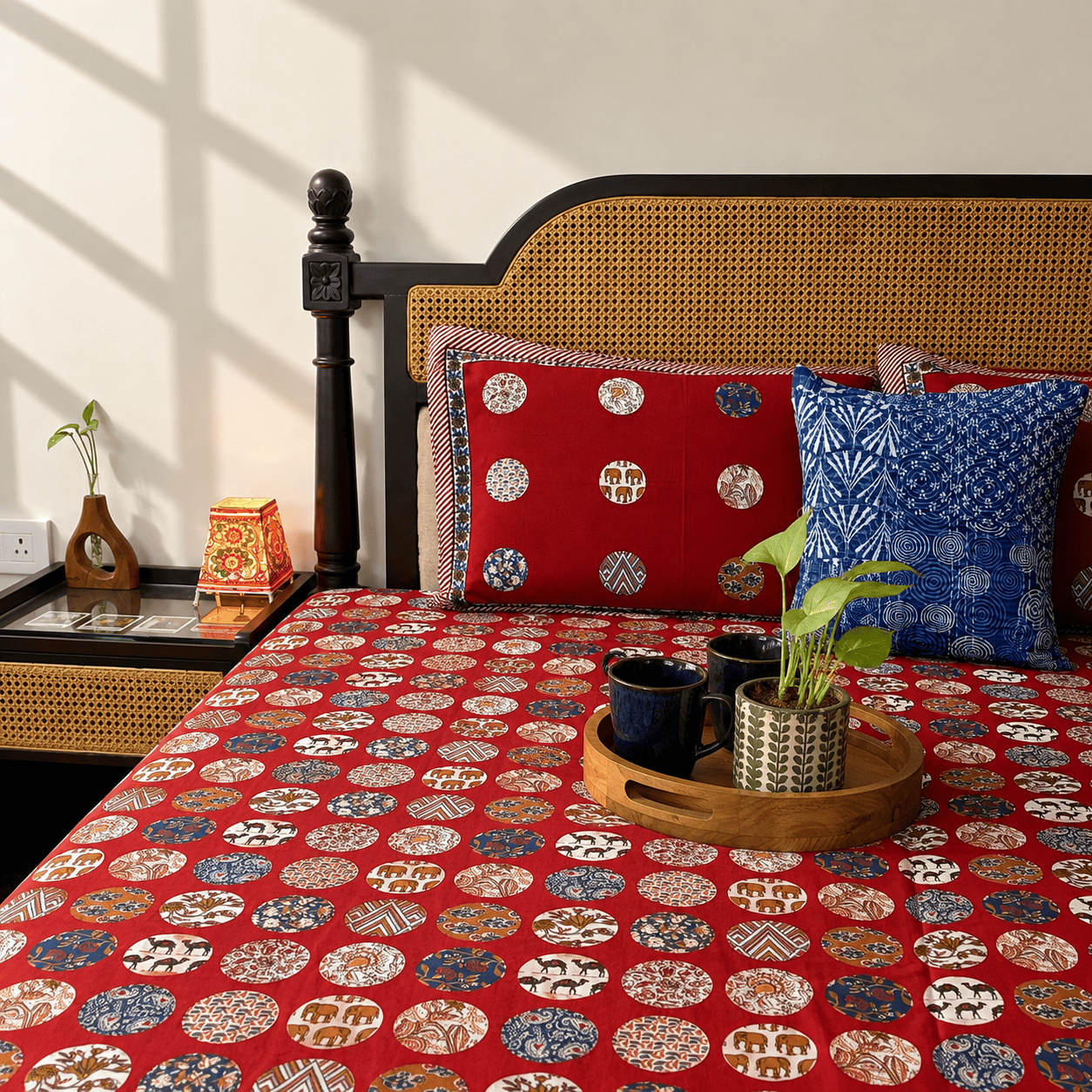 Khushrang Maroon - Flat I Fitted Bedsheet (108x108 Inches)