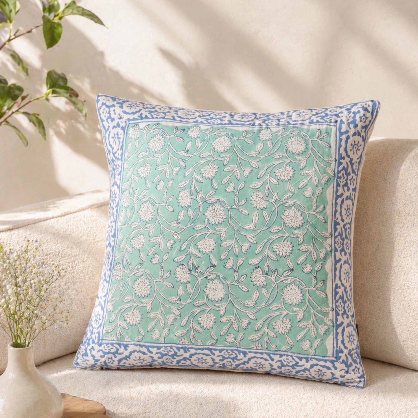 Amrita -  Hand Block Quilted Cushion Cover