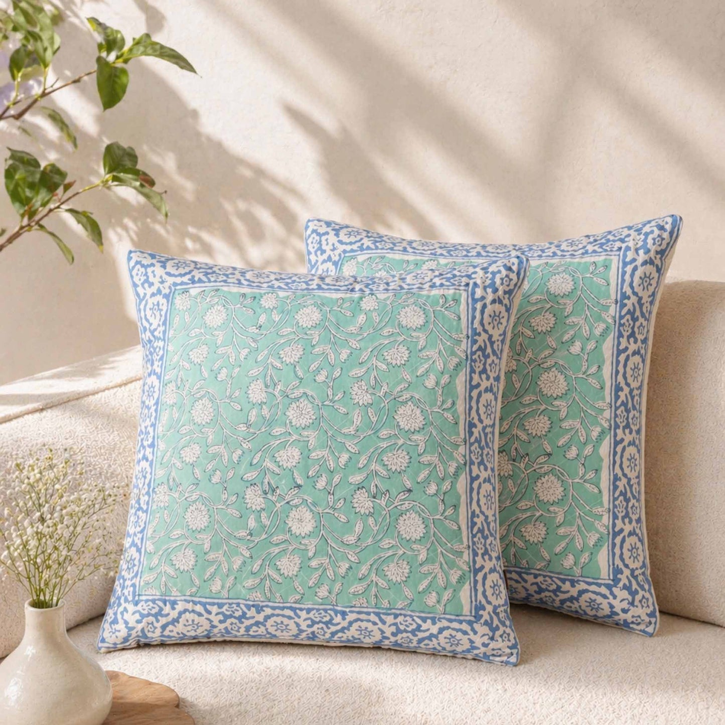 Amrita -  Hand Block Quilted Cushion Cover