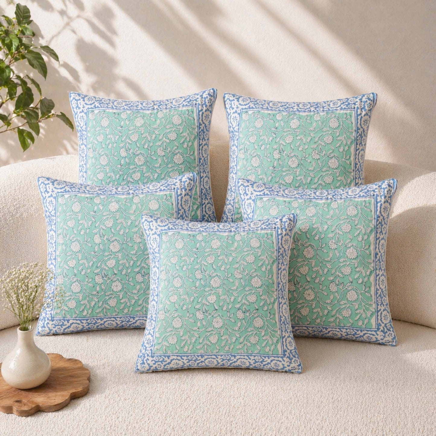 Amrita -  Hand Block Quilted Cushion Cover