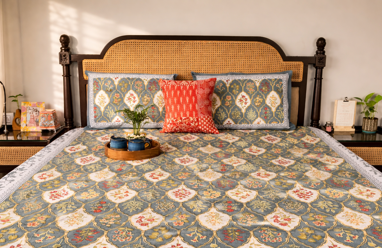 Rangrez Green – Flat I Fitted Bedsheet (90x108 Inches)
